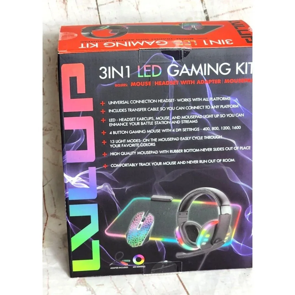 3-in-1 Universal LED Gaming Kit: Mouse, Headset Adapter & Mousepad